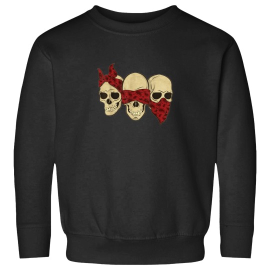Discover Hear See Speak No Evil Skull Heads Sweatshirts