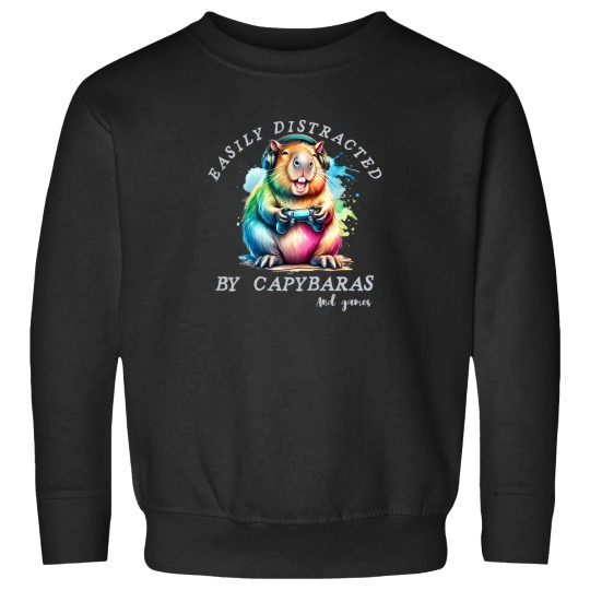 Discover Copy Of Easily Distracted By Cabybaras And Video Games Sweatshirts