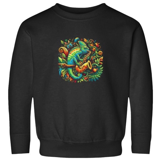 Discover Colorful Chameleon Playing Saxophone Sax Music A Sweatshirts