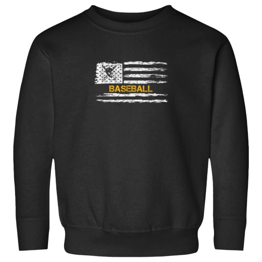 Discover USA American Flag Baseball Player Silhouette Fu Sweatshirts