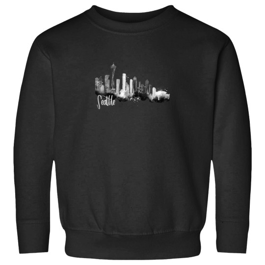Discover Seattle Skyline Black White Watercolor Design Wa Sweatshirts