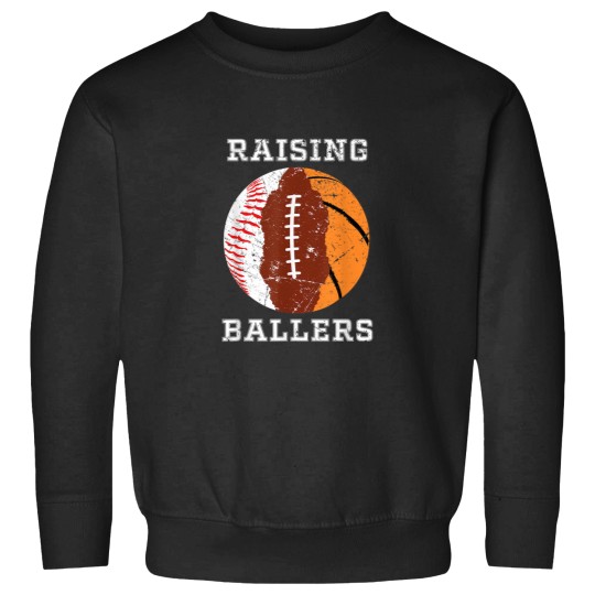 Discover Raising Ballers Basketball Football Baseball Dad Sweatshirts