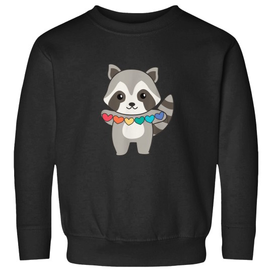 Discover Rainbow Flag Gay Pride Lgbtq Hearts Raccoon Sweatshirts