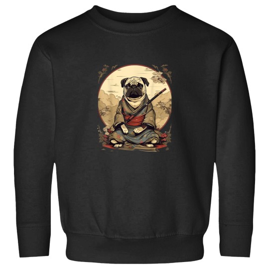 Discover Vintage Japanese Art Samurai Pug Dog.png Sweatshirts