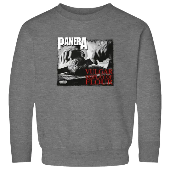 Discover PANERA Vulgar Display Of FLOUR Metal Band Parody Spoof Mayhem Skull Sweatshirts