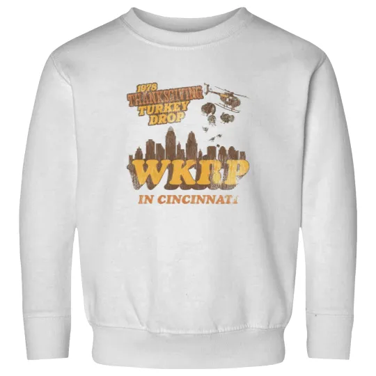 Discover Vintage WKRP in Cincinnati Sweatshirts, 1978 Thanksgiving Turkey Drop Thanksgiving Sweatshirts