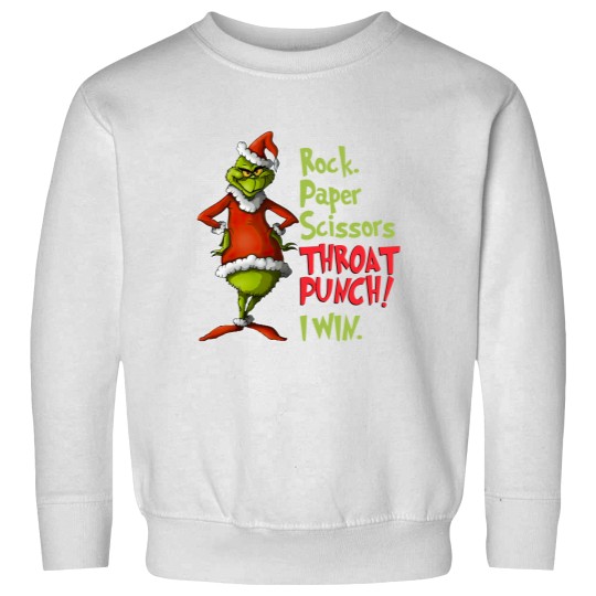 Discover Grin Rock Paper Scissors Throat Punch, Win Sweatshirts, Rock Paper Scissors Sweatshirts