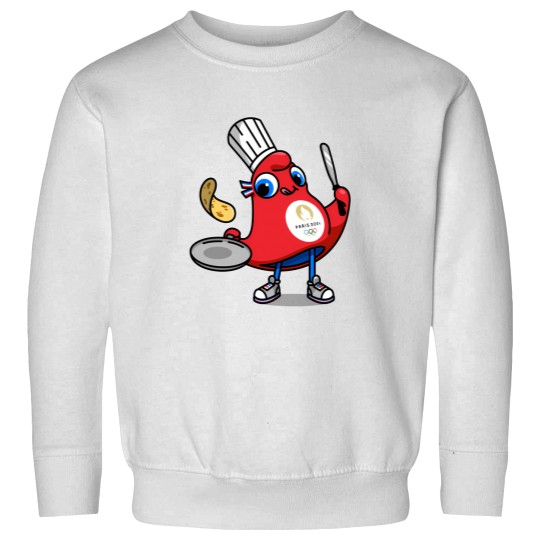 Discover Paris 2024 Phryges - Cartoon chef in red apron with food Sweatshirts