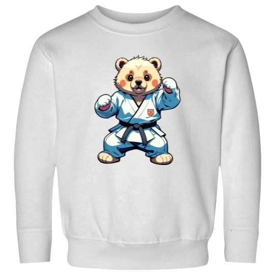 Discover AI Generated Karate Bear Cartoon Illustration Sweatshirts