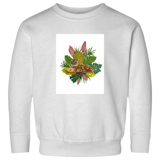 Discover Tigers and Jungless Leaves Digital Artwork Sweatshirts