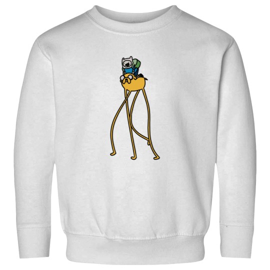 Discover Finn rides on Jake Adventure Time Sweatshirts