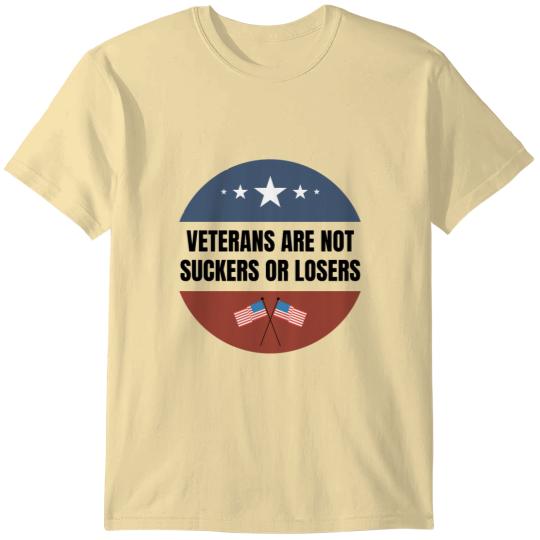 Discover Veterans are NOT suckers or losers Black US Flag T-Shirts