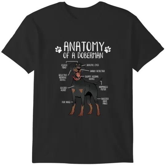 Discover Funny Anatomy Of A Doberman Pinscher Dog Lover Doberman Pinscher Owner T-Shirts