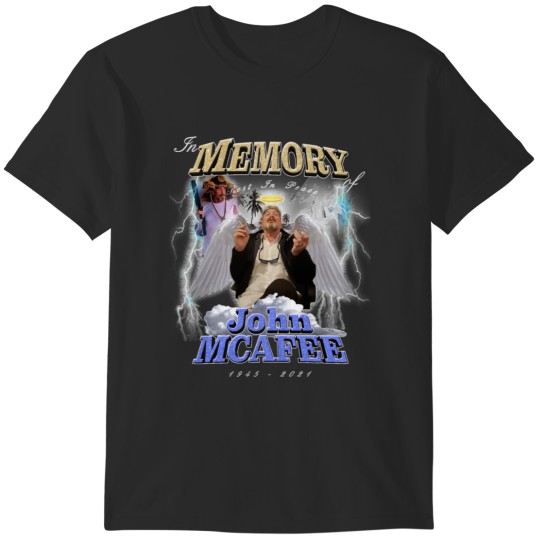 Discover Rest in Peace John McAfee T-Shirts