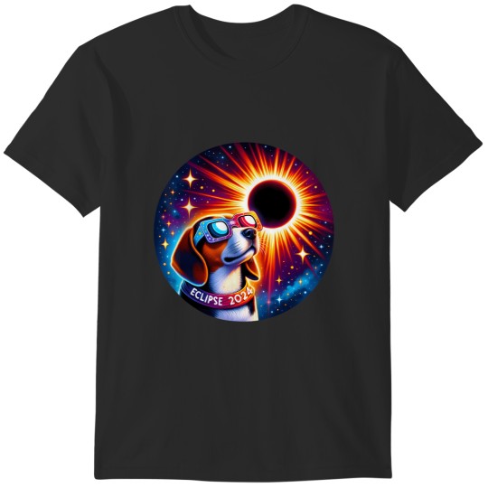 Discover april 2024 solar eclipse dog wearing solar eclipse glasses T-Shirts