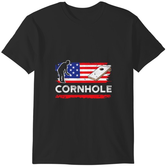 Discover American Flag Corn Hole Player US Flag Cornhole Toss Game T-Shirts