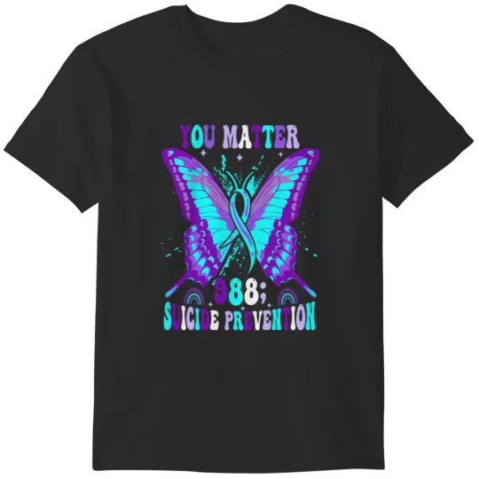 Discover You Matter 988  Prevention Awareness Ribbon Butterfly T-Shirts
