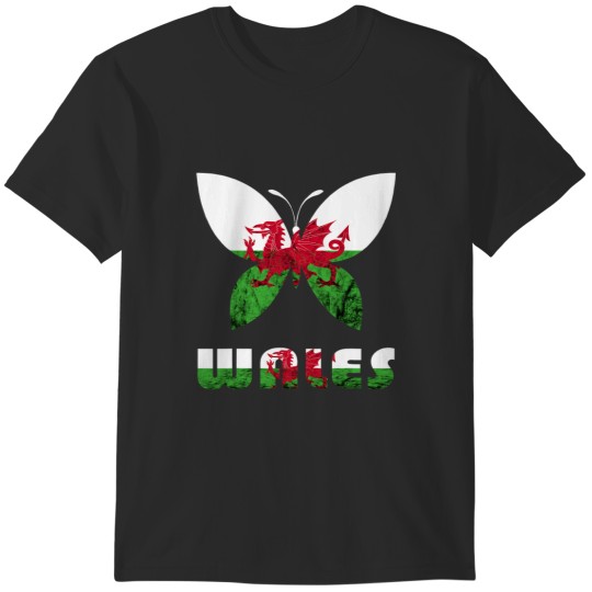 Discover Wales Butterfly Welsh Dragon Ddraig Goch Cymru Welsh Pride T-Shirts
