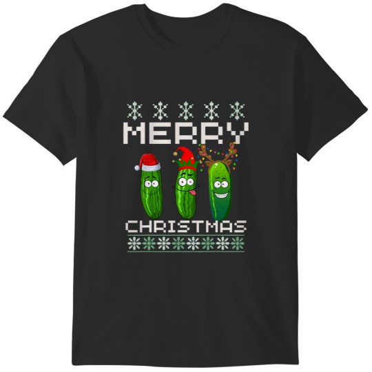 Discover Pickle Lover Xmas Lighting Santa Ugly Pickle T-Shirts