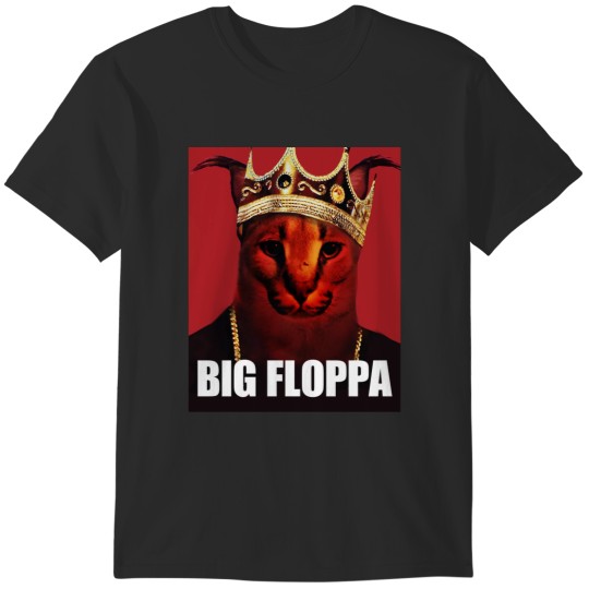 Discover Big floppa red notorious rapper king crown black and white poppa meme b.i.g. cat T-Shirts