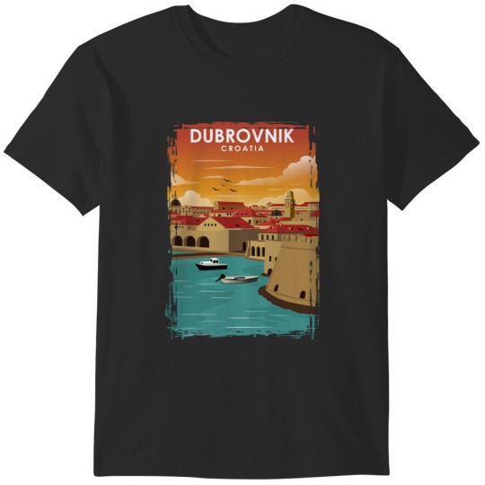 Discover Dubrovnik Croatia Vintage Minimal TravelActive T-Shirts