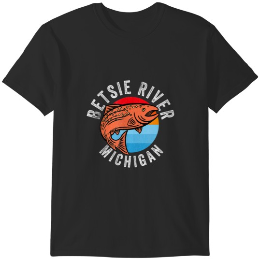 Discover Betsie River Michigan Salmon Fishing Gift T-Shirts