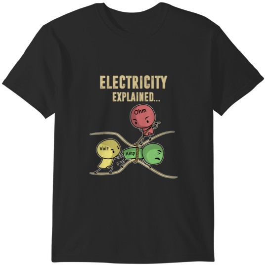 Discover Funny Electricity explained Ohm' Law Graphics Design T-Shirts