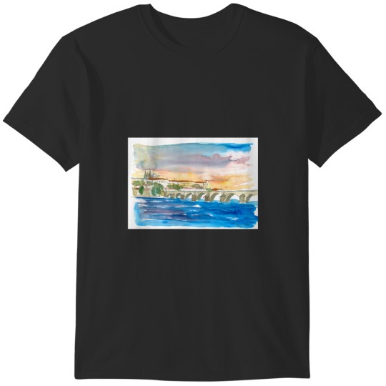 Discover Charles Bridge And Prague Castle View with Hradcin T-Shirts