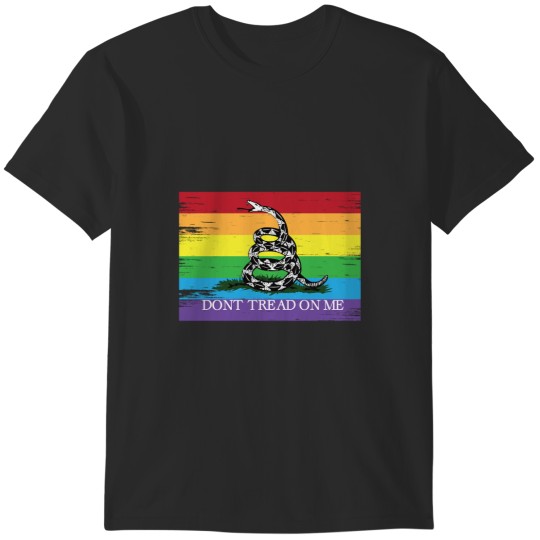 Discover Gadsden flag LGBT Dont tread on me Libertarian 2nd amendment 2A rainbow flag ANCAP with rainbow fla T-Shirts