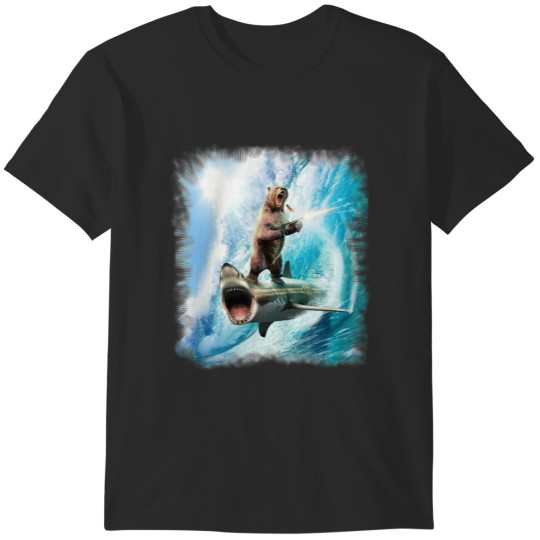 Discover Bear Surfing On Shark T-Shirts
