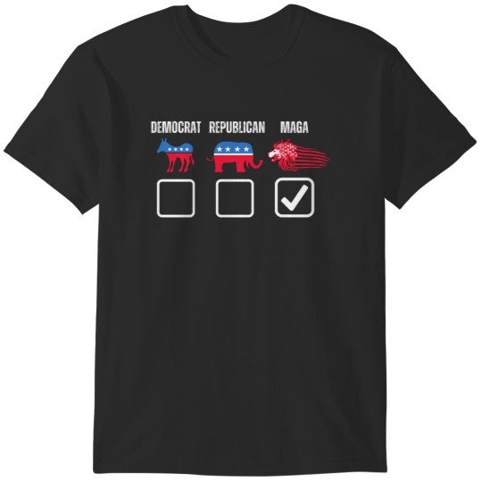 Discover Democrat Republican MAGA Political Party Affiliation Checkbox T-Shirts
