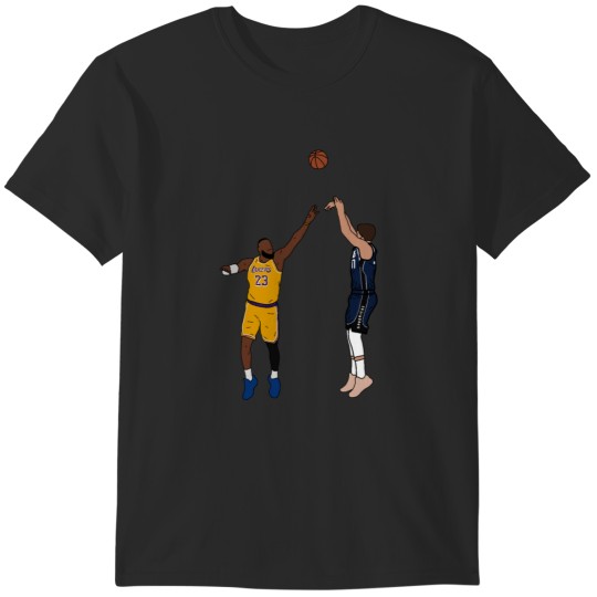 Discover Luka Doncic shoots over LeBron James T-Shirts