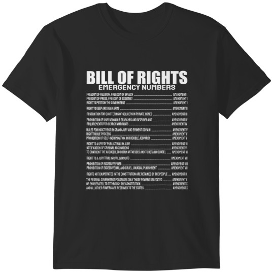 Discover bill of rights emergency numbers amendment 110 constitution t T-Shirts