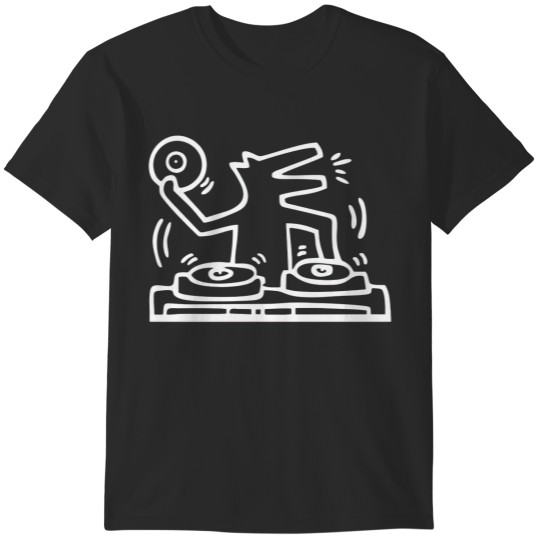 Discover Keith lovers haring - outline dj dog white - Keith Lovers Haring Outline Dj Dog Whit-gigapixel-art-width-3513px T-Shirts