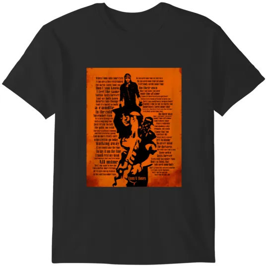 Discover November Rain Song Lyrics Poster - November Rain Rock Music 1991 T-Shirts