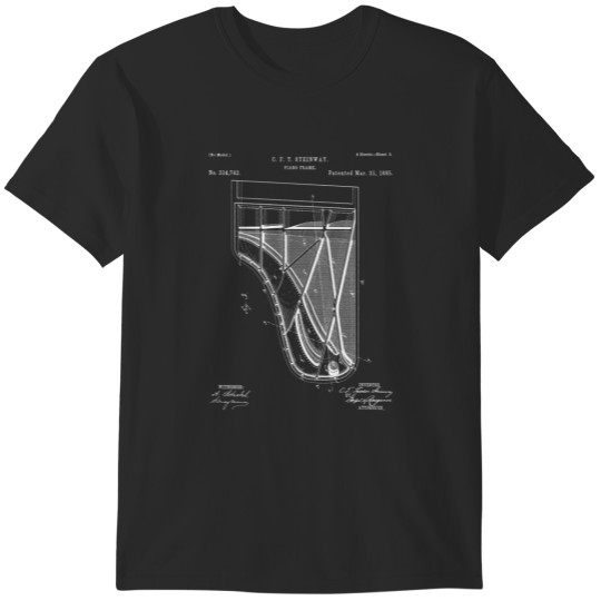 Discover Steinway Piano Patent - Piano Player Art - Blueprint T-Shirts