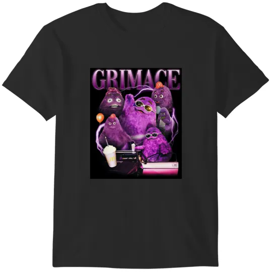 Discover Grimace in 90s Y2k Style Tribute T-Shirts