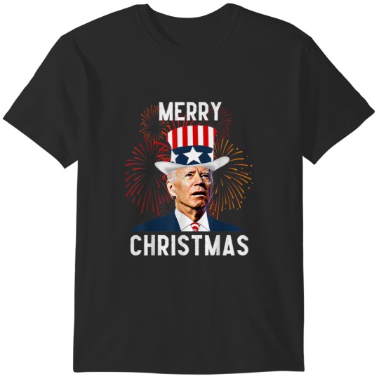 Discover Funny Joe Biden Merry Christmas For Fourth Of July T-Shirts