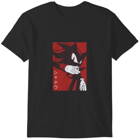 Discover Normal Black Shadow Hedgehog anime manga style Background Red T-Shirts