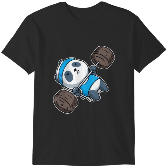 Discover panda bear gym workout training bench press weightlifting T-Shirts
