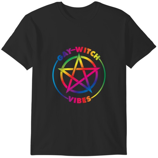 Discover Gay Witch Vibes with Pride Colors in a Pentacle Witch LGBTQ T-Shirts
