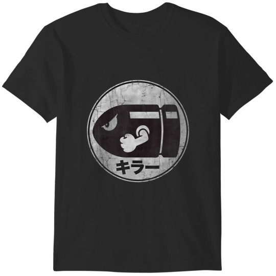 Discover bullet bill distressed kanji logo T-Shirts