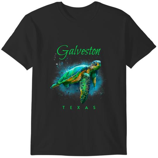 Discover Galveston Texas Watercolor Sea Turtle T-Shirts