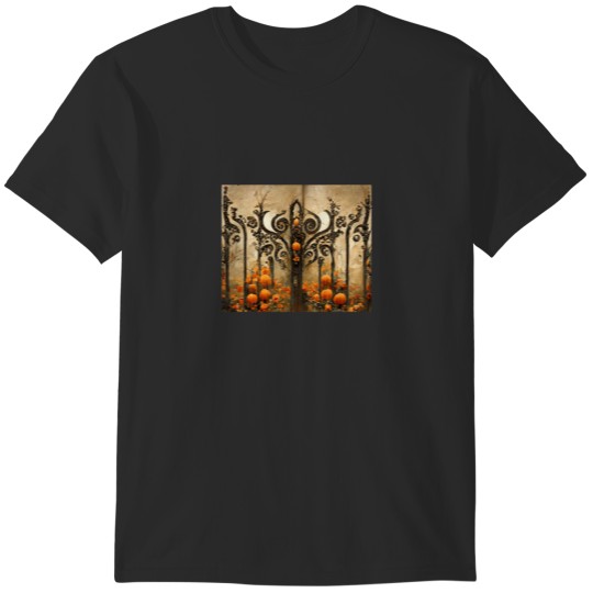 Discover Gothic Gate among the Fall Leaves and PumpkinsArt Nouveau StyleAutumn ColorsAutumn Flowers T-Shirts