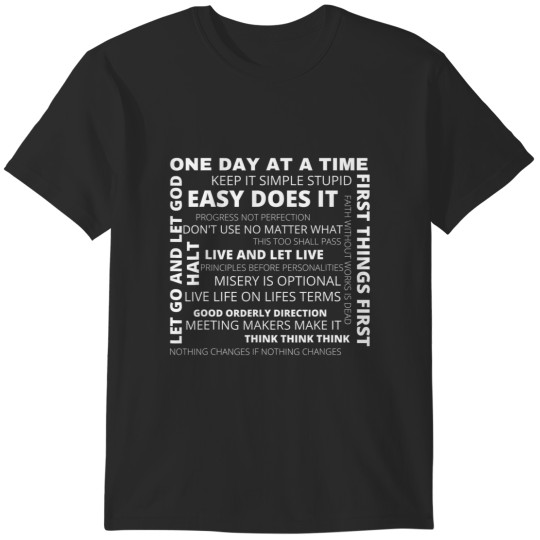 Discover recovery aa sayings and slogans one day at a time design T-Shirts