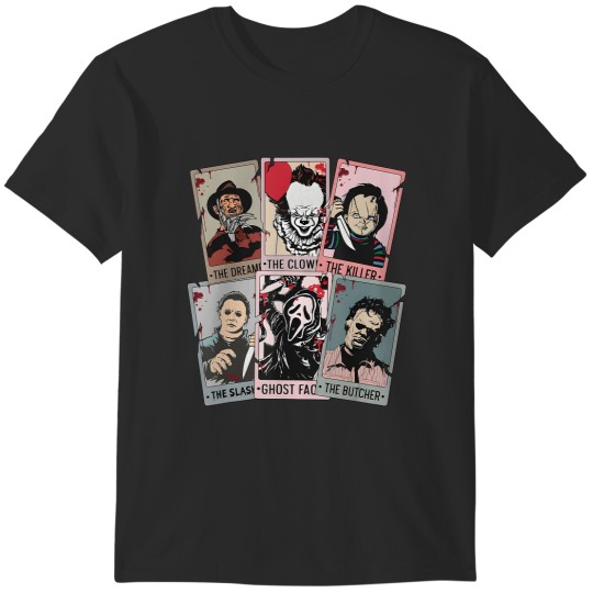 Discover vintage horror characters tarot card T-Shirts