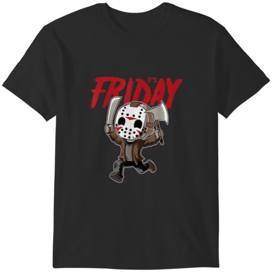 Discover Its Friday 13th Funny Halloween Horror Graphic, Horror Movie Characters Spooky Funny Halloween Ess T-Shirts