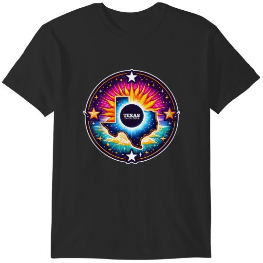 Discover Texas Map Total Solar Eclipse April 8 2024 T-Shirts