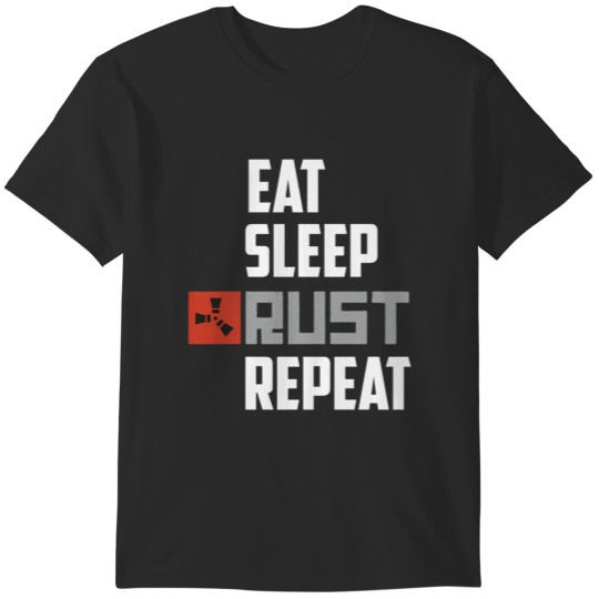 Discover Eat Sleep Rust Repeat White Text Flutes T-Shirts