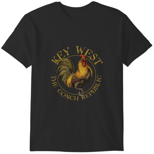 Discover Key West Florida Vintage Rooster Design Souvenir T-Shirts